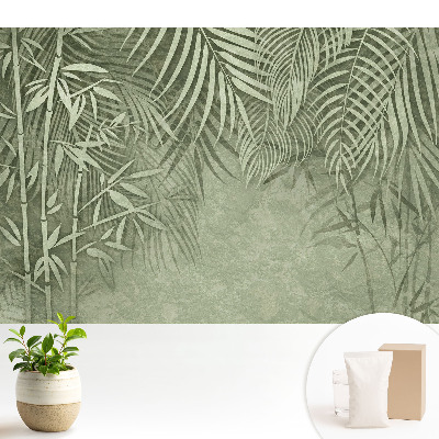Tapeta s bambusovým motívom v zelených tónoch