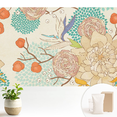 Tapeta na stenu s abstrakciou rastlín, ktorá prináša sviežosť a útulnosť