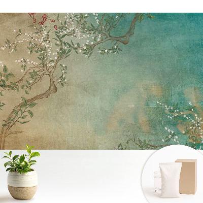 Luxusná tapeta Rustikálne konáre s kvetmi a bobuľami