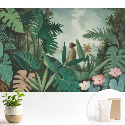 Tapeta s motívom tropickej scenérie a harmonických rastlín