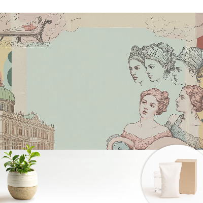 Tapeta na stenu s motívom štýlovej pastelovej historickej koláže