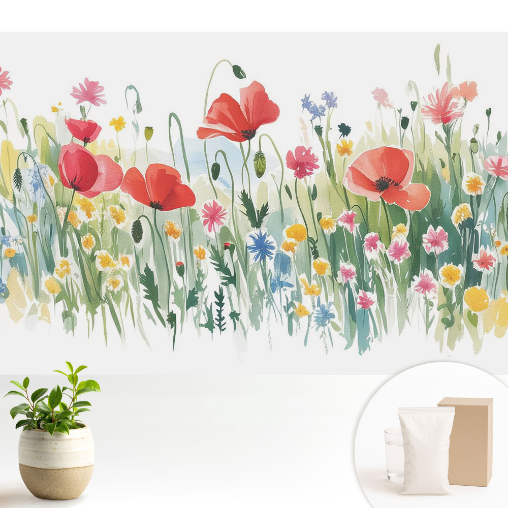 Tapeta Kvety na lúke pastelové farby príroda