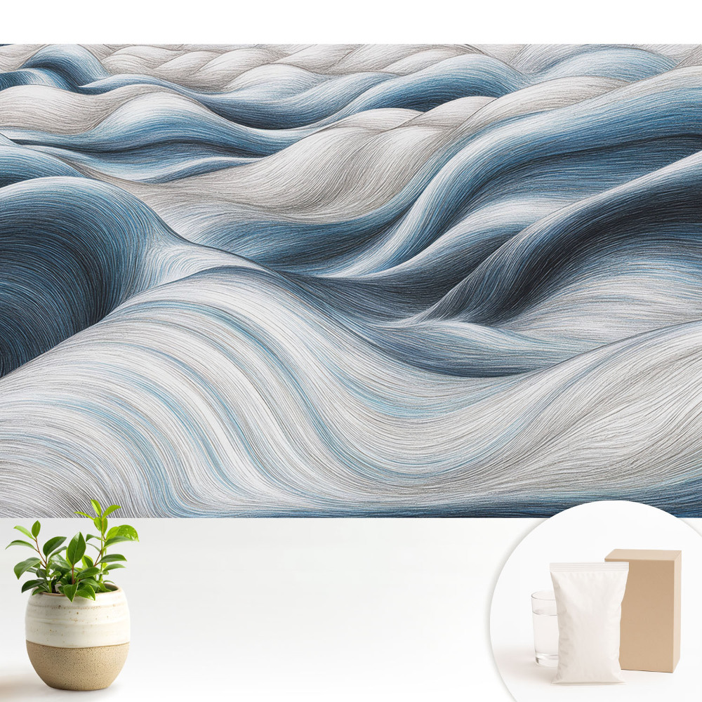 Tapeta do obývačky Vlnité jemné línie v odtieňoch modrej