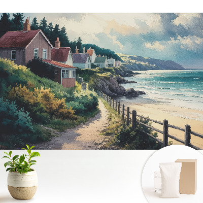 Tapeta na stenu s motívom prímorskej idylky vytvárajúca útulnú a očarujúcu atmosféru