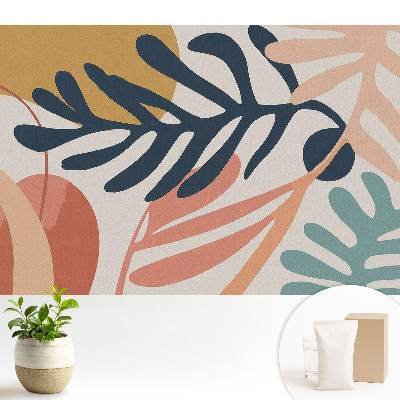 Tapeta s abstraktnými listovými tvarmi v žiarivých farbách