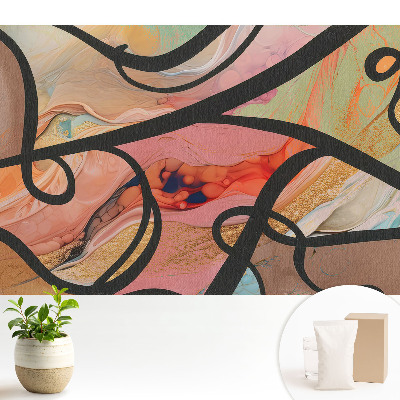 Tapeta na stenu s abstraktnými vlnami a kontrastnými čiarami