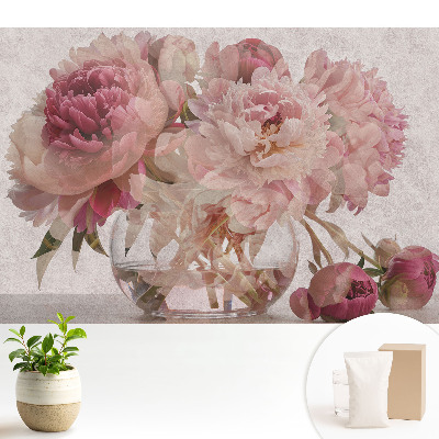 Tapeta na stenu s motívom romantickej kytice pivoniek