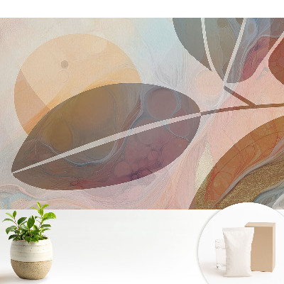 Tapeta do obývačky Abstraktné listy a kruhy