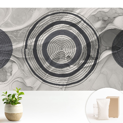 Tapeta na stenu s tónovou abstrakciou sústredných kruhov