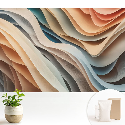 Tapeta s abstraktným motívom pastelových vlnitých vrstiev
