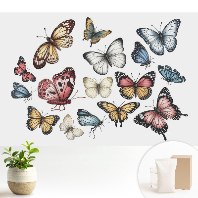 Tapeta s farebnými motýľmi roztrúsenými harmonicky