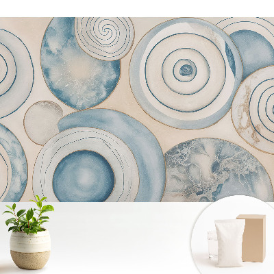 Tapeta do obývačky s motívom modrých špirál modernej abstrakcie