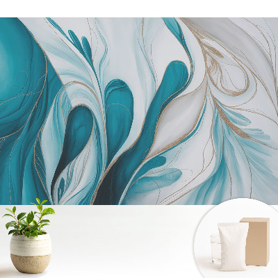 Luxusná tapeta s abstraktným motívom modrých tekutých tvarov