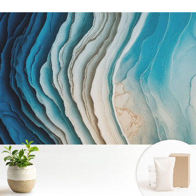 Tapeta s abstraktnými vlnami v odtieňoch modrej