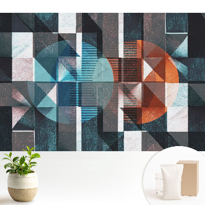 Tapeta na stenu s geometrickým vzorom v žiarivých farbách