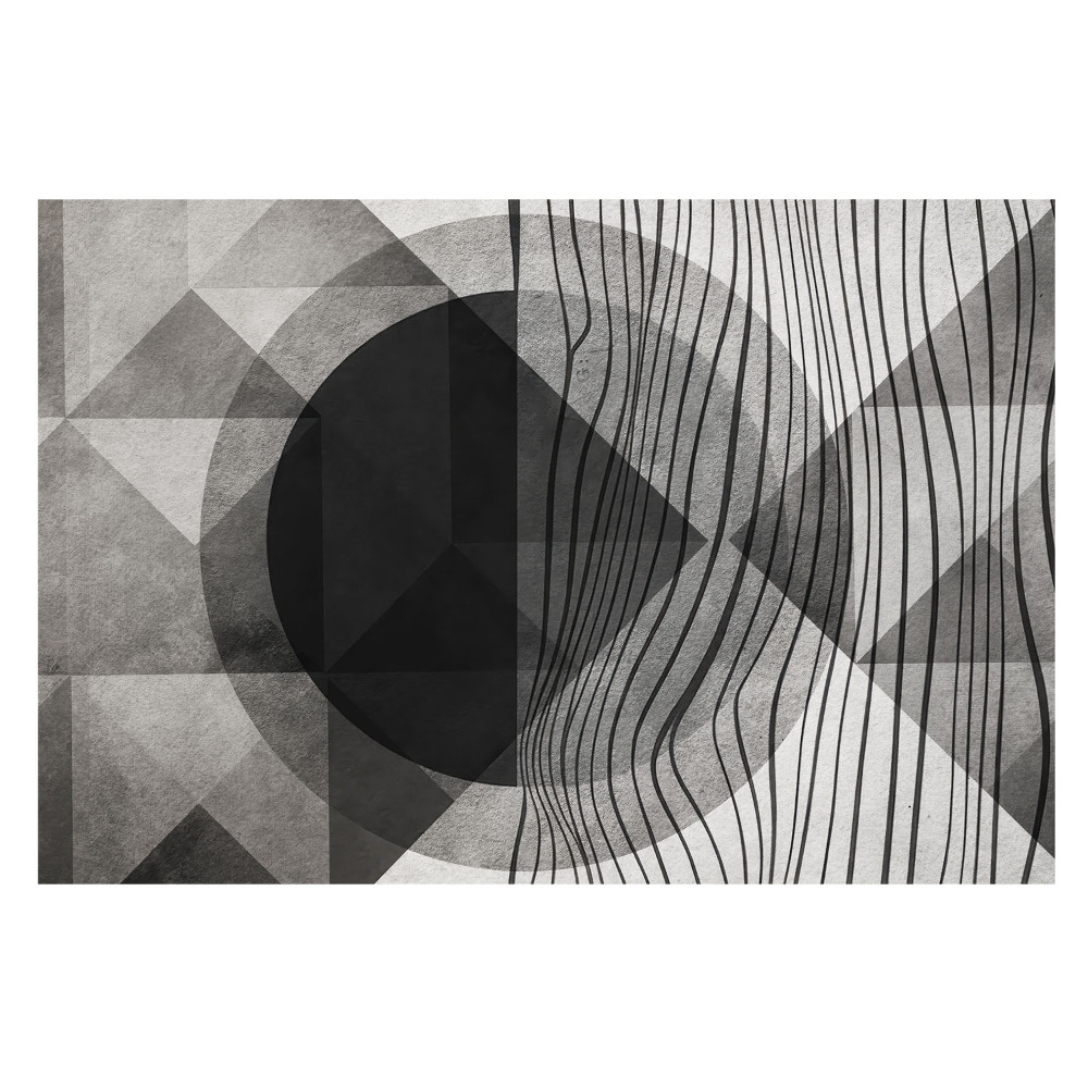 Tapeta na stenu so štýlovými geometrickými vzormi v odtieňoch sivej