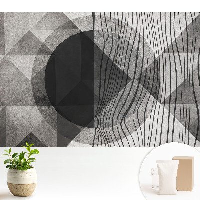 Tapeta na stenu Štýlové geometrické vzory v odtieňoch sivej