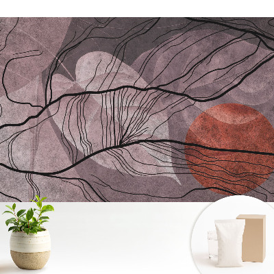 Tapeta s abstraktným vzorom čiar a dynamickým kruhovým motívom do obývačky