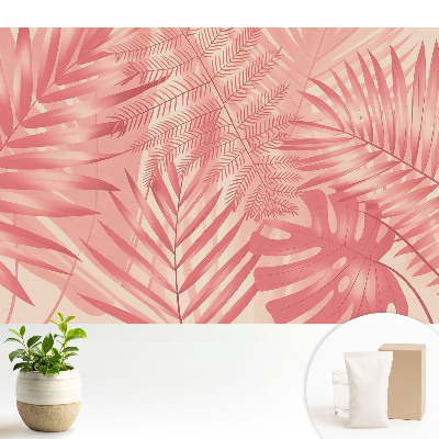 Luxusná tapeta s motívom exotických listov v ružovej farbe