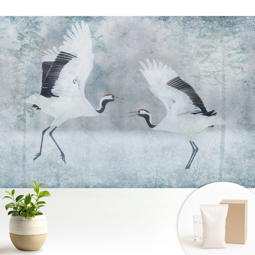 Tapeta na stenu Elegantné žeriavy v delikátnom prostredí