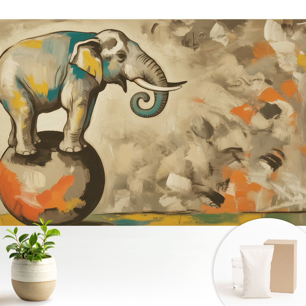 Luxusná tapeta Farebný slon na lopte