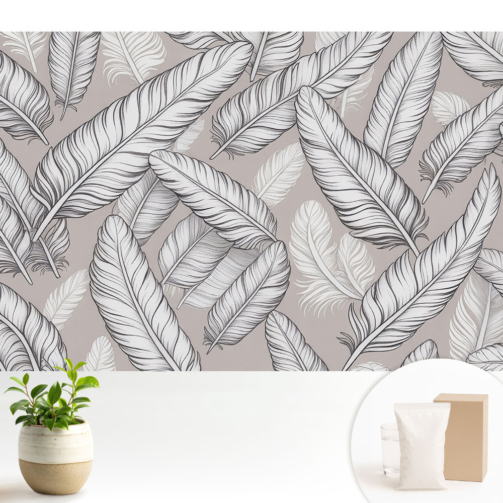 Tapeta Jemné pierka, symetrický vzor, ​​klasická elegancia