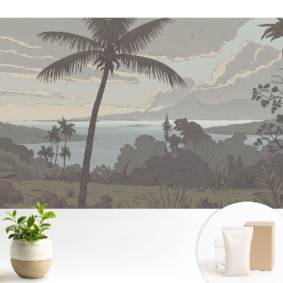 Luxusná tapeta s motívom pokojného pobrežia a paliem