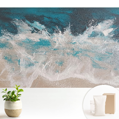 Luxusná tapeta s motívom abstrakcie morských vĺn vyžarujúcej energiu a dynamiku