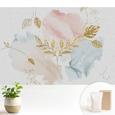 Tapeta s pastelovými listami v jemnom, elegantnom vyhotovení