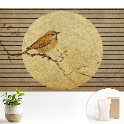 Tapeta na stenu Vták na konári, harmónia prírody v japonskom štýle