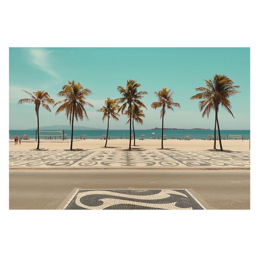 Tapeta na stenu s motívom tropickej pláže s palmami a oceánom