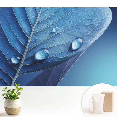 Tapeta do obývačky Abstraktný list s kvapkami vody