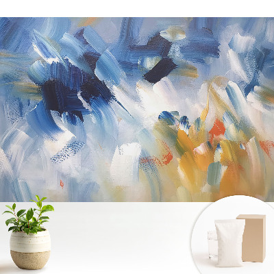 Tapeta do obývačky s abstraktným motívom farebných ťahov štetcom