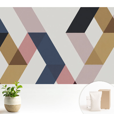 Tapeta s geometrickými útvarmi v jemných pastelových farbách