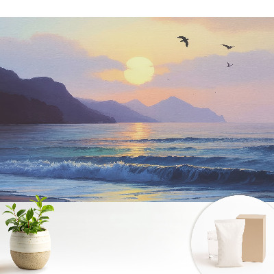 Tapeta do obývačky s motívom západu slnka nad morom v klasickom štýle