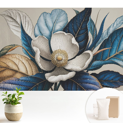 Luxusná tapeta s motívom kvetov a listov v modernom štýle