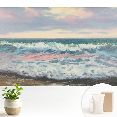 Tapeta s motívom morských vĺn v pastelových farbách