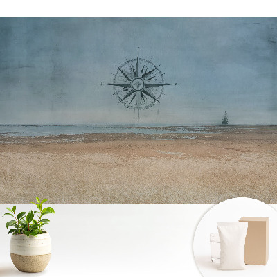 Tapeta na stenu s motívom kompasu a mora