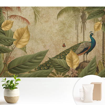Tapeta s motívom tropického páva medzi zeleňou