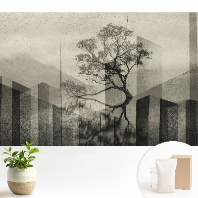 Tapeta na stenu s motívom stromu v mestskej krajine