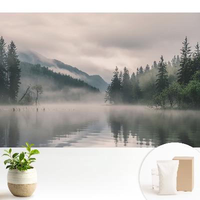 Tapeta do obývačky Hmla nad jazerom medzi horami
