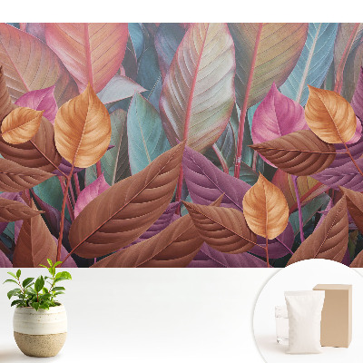 Tapeta do obývačky s elegantnými a harmonickými farbami listov