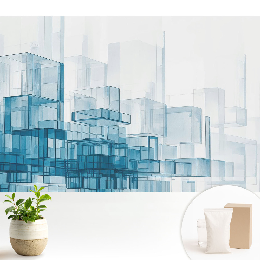 Tapeta Priestorové modré kocky modernity