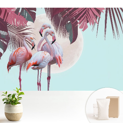 Tapeta Farebné plameniaky v tropickom prostredí