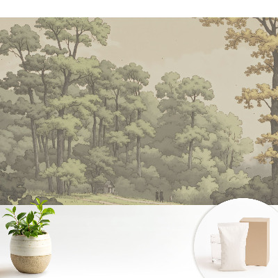 Tapeta do obývačky s motívom pokojnej zalesnenej krajiny