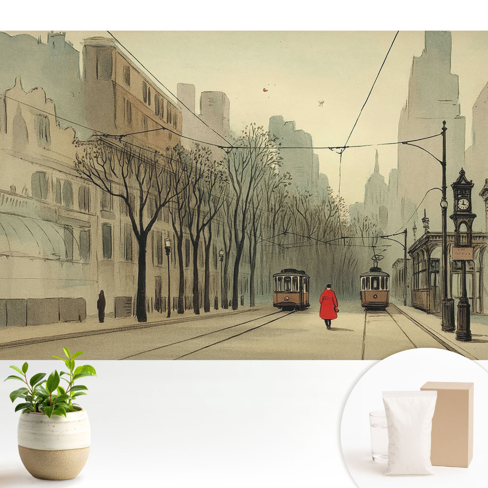 Luxusná tapeta Jesenné ráno v meste, klasická symetria