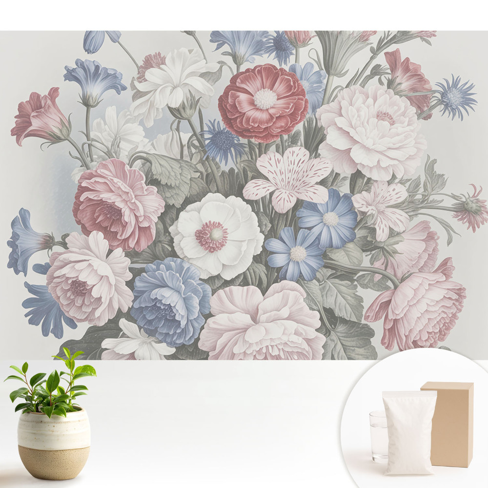 Luxusná tapeta Farebné kvety v klasickej harmónii