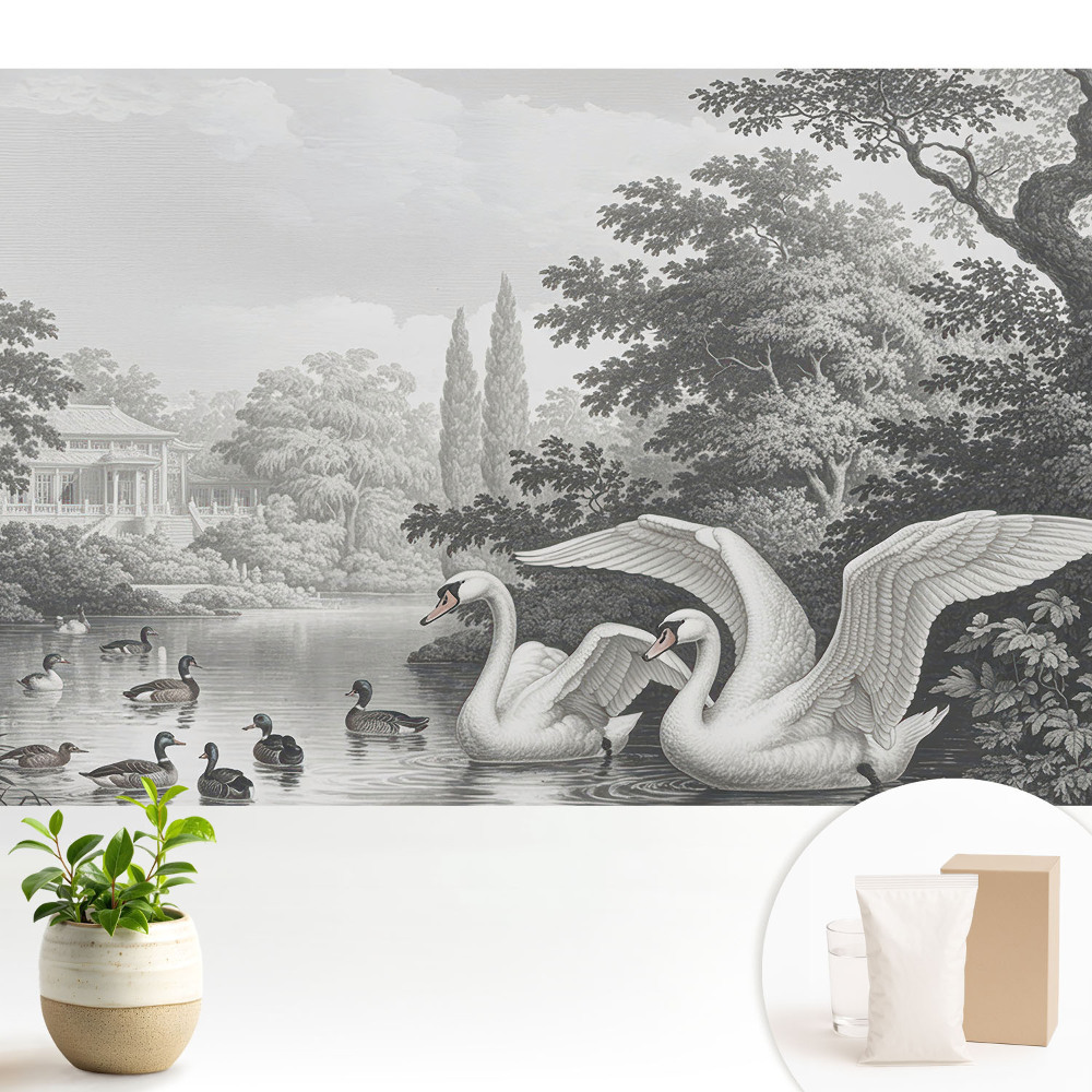 Luxusná tapeta Jazero s labuťami a kačkami v klasickom štýle