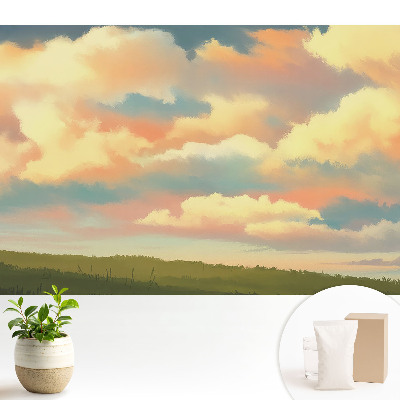 Tapeta na stenu Pastelové oblaky, lúkový dojem