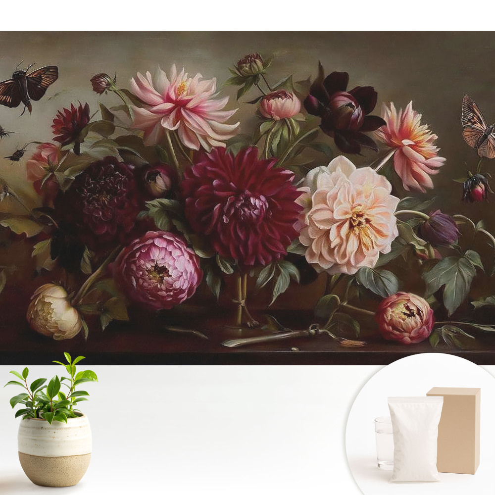 Tapeta do obývačky Kvety a motýle v klasickej kytici